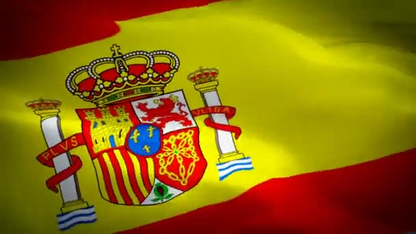 Bandera España Primer Plano 1080P Full 1920X1080 Metraje Vídeo Ondeando — Vídeo de stock