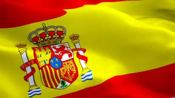 Флаг Испании Флаг Видео Размахивая Ветром Реалистичный Испанский Флаг Фон — стоковое видео