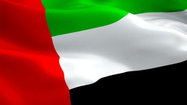 Uae Flagge Nahaufnahme 1080P Voll 1920X1080 Filmmaterial Video Winkt Wind — Stockvideo