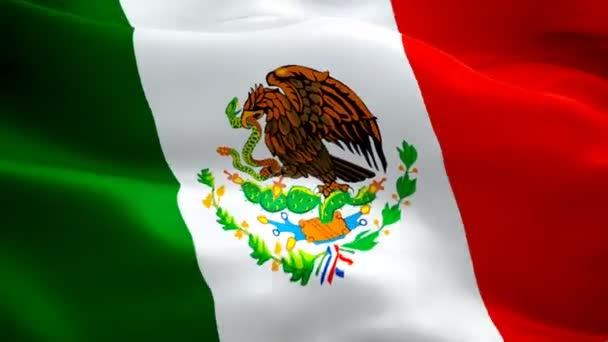 Bandera México Motion Loop Video Ondeando Viento Fondo Realista Bandera — Vídeos de Stock