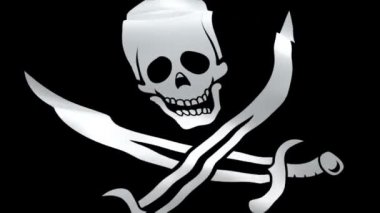 Jolly Roger Flag rüzgar video görüntüleri Full Hd. Gerçekçi Kafatası ve kılıç Line Blackjack arka plan sallayarak. Hd Korsan Bayrak Döngü Closeup 1080p Full Hd 1920x1080. Jolly Roger Korsan Kafatası Siyah