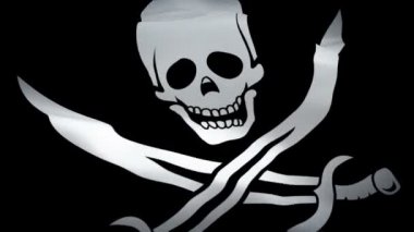 Korsan Kafatası Bayrağı video rüzgarda sallayarak. Calico Jack Korsan Kafatası Blackjack Bayrak arka plan. Jolly Roger Korsan Bayrak Looping Closeup 1080p Full Hd görüntüleri. Ölüm Siyah beyaz bayrak arka plan 1080p Hd
