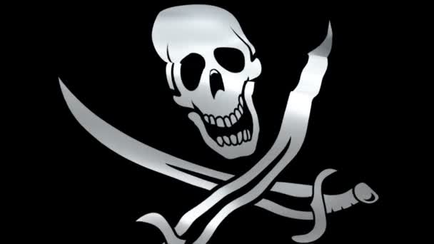 Skull Flag Closeup 1080P Full 1920X1080 Footage Video Waving Wind — Stock Video