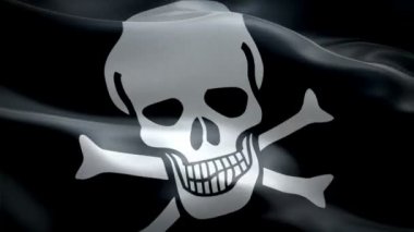 Korsan bayrağı video rüzgarda sallayarak. Izole Korsan Bayrağı Sallayarak. Jolly Roger Flag Looping Closeup 1080p Full Hd 1920x1080 görüntüleri. Korsan Siyah beyaz Jolly Roger Skull ve kılıç Jolly Roger bayrakları