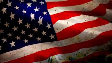 Grunge Amerikan bayrağı video. 3d Amerika Birleşik Devletleri bayrak video sallayarak. İşaret kirli Abd sorunsuz döngü animasyon. Amerika Birleşik Devletleri bayrak Hd çözünürlük Arka Plan. Grunge Usa bayrak Closeup 1080p Full Hd video