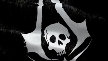 Creed siyah bayrak Closeup 1080p Full Hd 1920x1080 görüntüleri video rüzgarsal sallayarak. Ulusal 3d Creed siyah bayrak sallayarak. Sign of Assassin Creed sorunsuz döngü animasyon. Creed siyah bayrak Hd Arka Plan 1080p