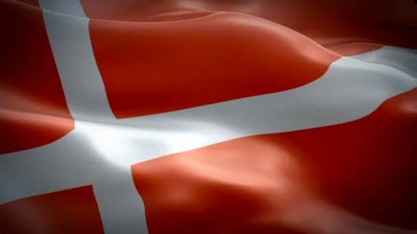 Dinamarca Ondeando Bandera Bandera Nacional Danesa Ondeando Signo Dinamarca Animación — Vídeo de stock