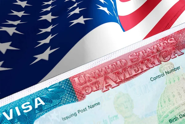 American Visa in the passport, 3D rendering. Closeup Visa to The