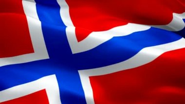 Norveç bayrağı Motion Loop video rüzgarsal sallayarak. Gerçekçi Norveç Bayrağı arka plan. Norveç Bayrak Döngü Closeup 1080p Full Hd 1920x1080 görüntüleri. Norveç Ab Avrupa ülkesi film için video bayrakları, haber