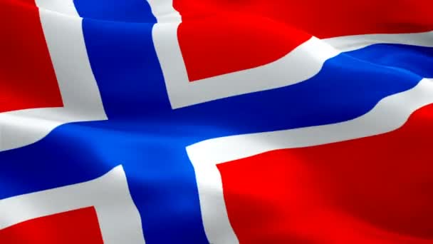 Bandeira Norueguesa Closeup 1080P Full 1920X1080 Vídeo Acenando Vento Nacional — Vídeo de Stock