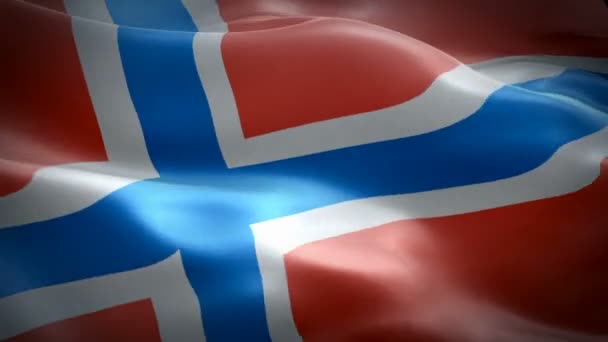 Bandeira Noruega Vídeo Acenando Vento Fundo Bandeira Norueguesa Realista Oslo — Vídeo de Stock