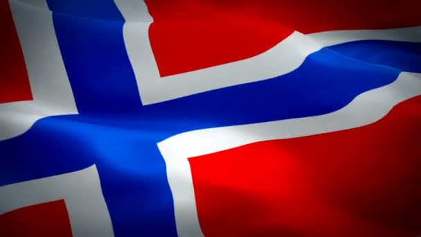 Norvégia Integetett Zászló Nemzeti Norvég Zászló Integetett Jele Norvégia Varrat — Stock videók