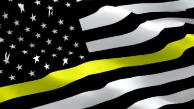 İnce Altın Çizgi Amerikan Bayrağı. Bayrak Temsil 911 ve diğer ilk müdahale iletişim dağıtıcıları. İnce Altın Çizgi Üç Şeritli. Abd Amerikan 911 Bayrağı. acil tıbbi müdahale 1080p Full Hd
