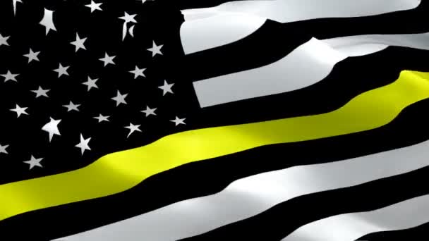 Thin Gold Line American Flag Bandeira Representando 911 Outros Despachantes — Vídeo de Stock