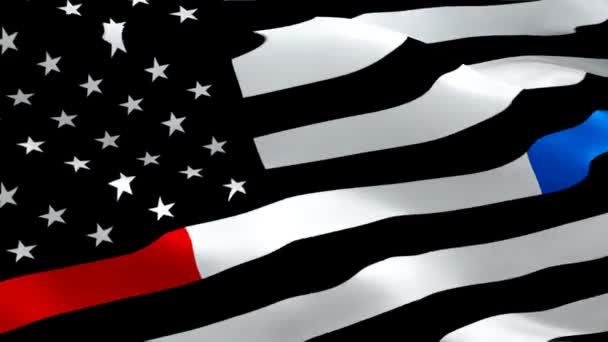 代表警察 消防员 911 惩教或联邦特工的联合支持 美国国旗911标志 紧急医疗急救员 美国乌萨紧急服务标志高清 — 图库视频影像