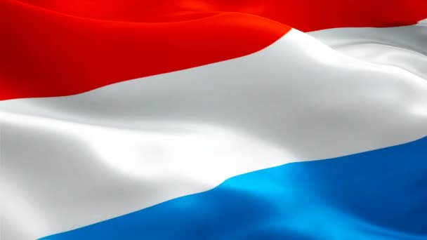 Luxemburgse Vlag Close 1080P Full 1920X1080 Beelden Video Zwaaiende Wind — Stockvideo