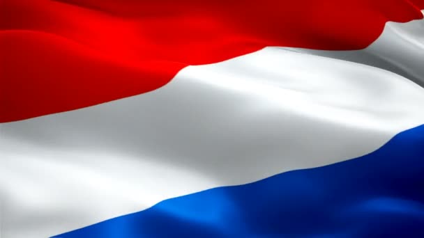 風に揺るがるオランダ国旗ビデオ 現実的なオランダフラグの背景 アムステルダムオランダフラグループクローズアップ1080PフルHd 1920X1080映像 オランダ オランダ ヨーロッパの国旗 その他の フラグあり — ストック動画