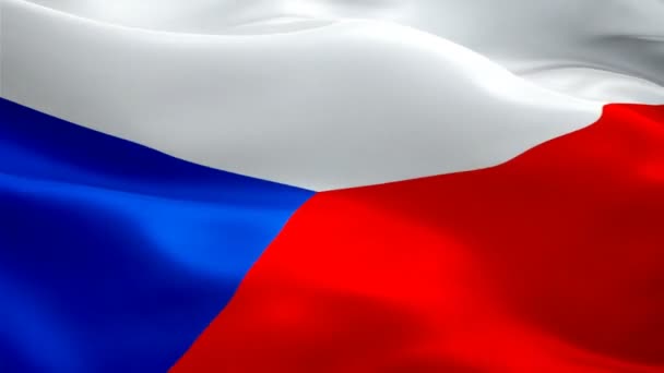 Tjeckisk Flagga Video Vinka Vinden Realistisk Czechia Flagga Bakgrund Praga — Stockvideo