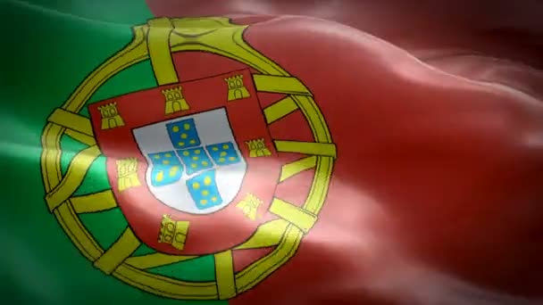 Portugal Bandera Vídeo Ondeando Viento Fondo Realista Bandera Portuguesa Lisboa — Vídeo de stock