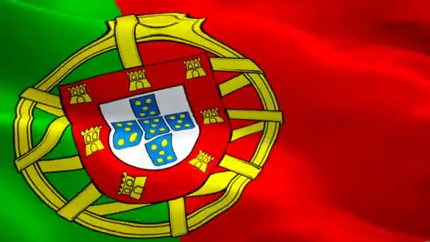 Portugália lobogó Motion loop videó integetett a szél. Reális portugál zászló háttér. Portugal lobogó Looping closeup 1080p Full HD 1920x1080 felvételeket. Portugáliai EU-európai ország filmfelvételeket, híreket