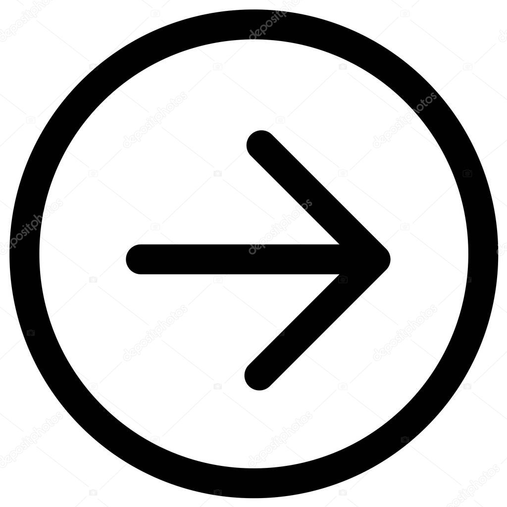 black Arrow pointing right direction symbol. black Directional A