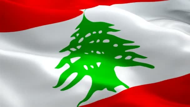 Libanoni Zászló Közelkép 1080P Full 1920X1080 Videó Hullámzó Szél Nemzeti — Stock videók