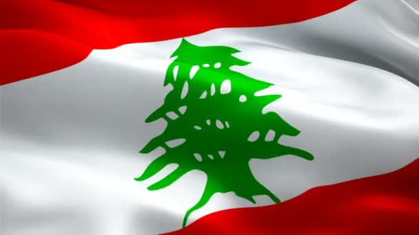 Lebanon Flag Motion Loop Video Waving Wind Realistic Lebanese Flag — Stock Video