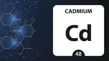 Kadmiyum Cd, kimyasal element işareti. Whit üzerinde izole 3d render