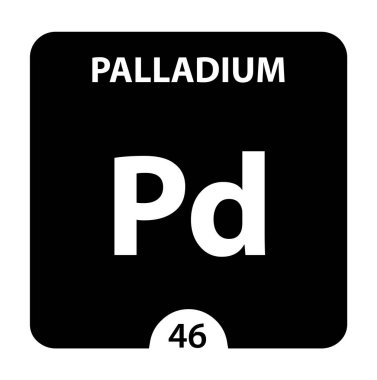 Paladyum Pd, kimyasal element işareti. 3d render wh izole