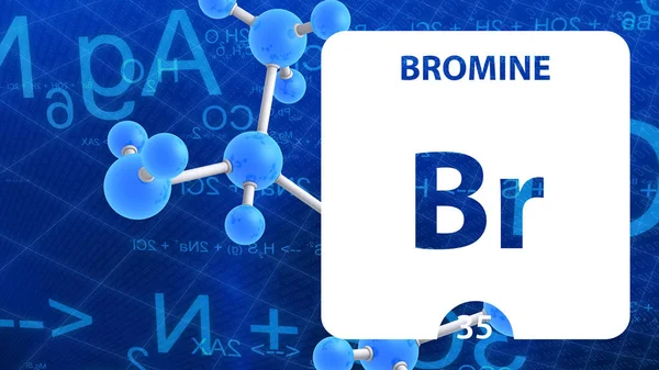 Bróm br, kémiai elem jel. 3D-s renderelés izolált pünkösa — Stock Fotó