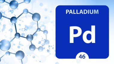 Periyodik tablonun Palladium Kimya 46 elemanı. Molekül ve Co