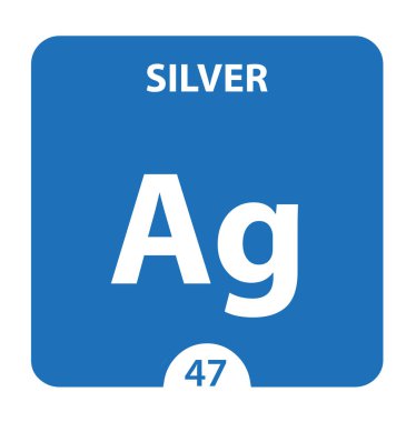 Gümüş Ag kimyasal elementi. Atom numarası olan Gümüş İşaret. Kimyasalları