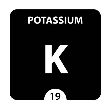 Potasyum K kimyasal elementi. Atom numarası ile Potasyum İşareti.