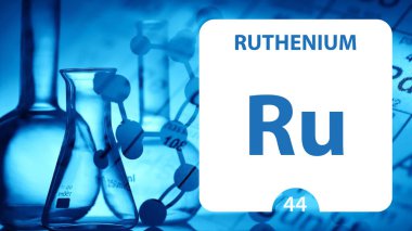 Rutenyum Ru, kimyasal element işareti. 3d render wh izole