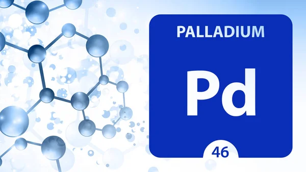 Palladium Chemical 46 element stołu okresowego. Cząsteczka i co — Zdjęcie stockowe