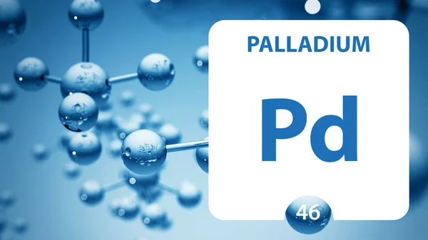 Palladium Chemical 46 element av periodiska systemet. Molekyl och co — Stockfoto