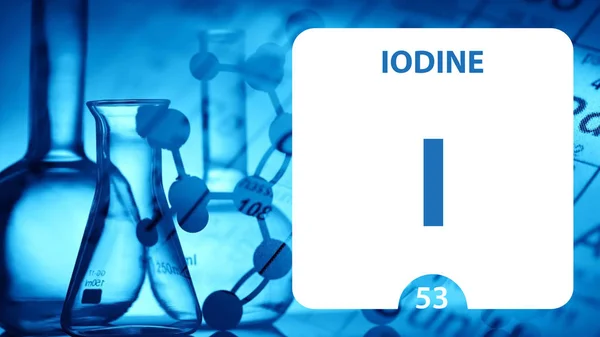 Iodine I, chemical element sign. 3D rendering isolated on white — Stock Photo, Image