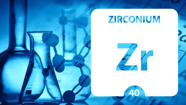 Zirkonium ZR, kemiskt elementtecken. 3D-rendering isolerad på WH — Stockfoto