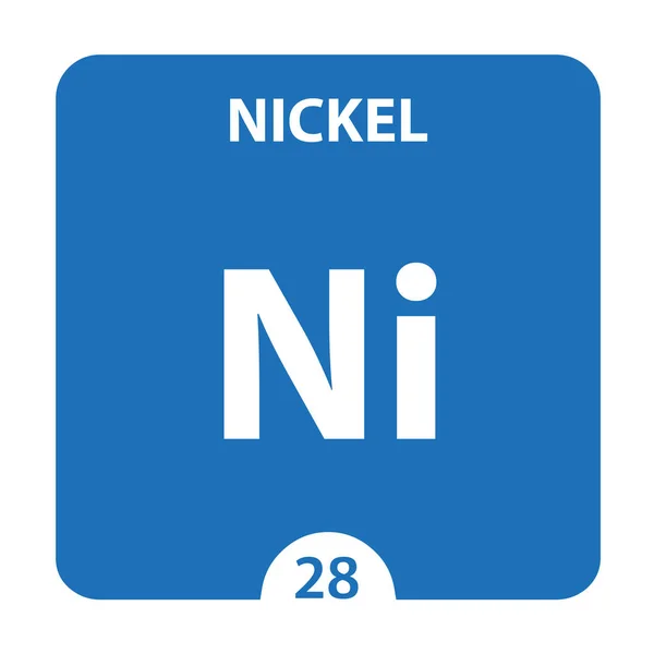 Nickel symbol. Signera nickel med atomnummer och Atom vikt. — Stockfoto