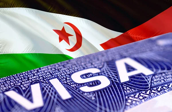 Western Sahara Visa Document, with Western Sahara flag in backgr