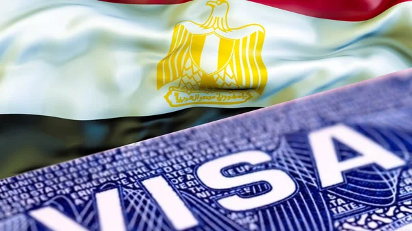 Egypt visa document close up, 3D rendering. Passport visa on Egy
