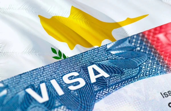 Cyprus visa document close up, 3D rendering. Passport visa on Cy