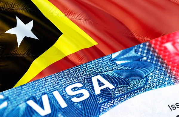 Timor Leste Visa Document, with East Timor flag in background, 3