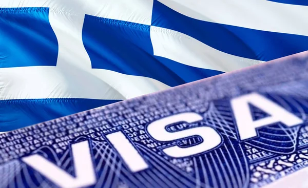 Greece visa document close up, 3D rendering. Passport visa on Gr