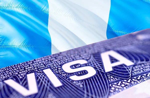 Guatemala visa document close up, 3D rendering. Passport visa on