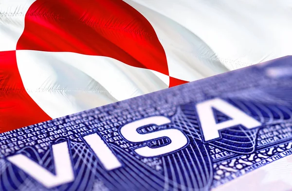 Greenland visa document close up, 3D rendering. Passport visa on