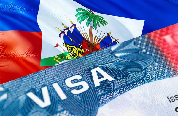 Haiti visa document close up, 3D rendering. Passport visa on Hai