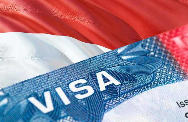 Indonesian visa document close up, 3D rendering. Passport visa o