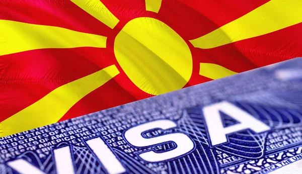 North Macedonia visa document close up, 3D rendering. Passport v