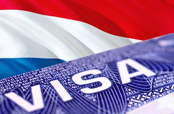 Holland visa document close up, 3D rendering. Passport visa on H